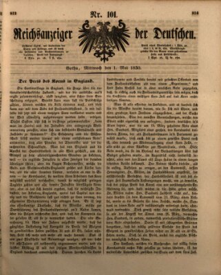 Reichsanzeiger der Deutschen (Allgemeiner Anzeiger der Deutschen) Mittwoch 1. Mai 1850