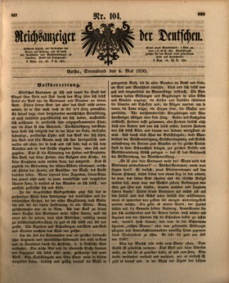 Reichsanzeiger der Deutschen (Allgemeiner Anzeiger der Deutschen) Samstag 4. Mai 1850