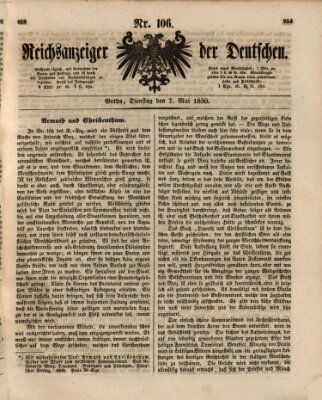 Reichsanzeiger der Deutschen (Allgemeiner Anzeiger der Deutschen) Dienstag 7. Mai 1850