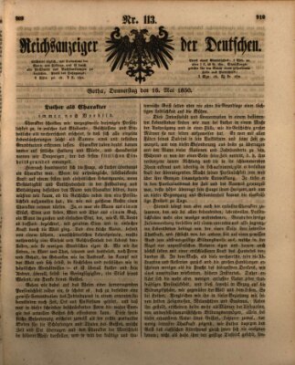 Reichsanzeiger der Deutschen (Allgemeiner Anzeiger der Deutschen) Donnerstag 16. Mai 1850