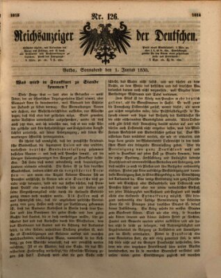 Reichsanzeiger der Deutschen (Allgemeiner Anzeiger der Deutschen) Samstag 1. Juni 1850