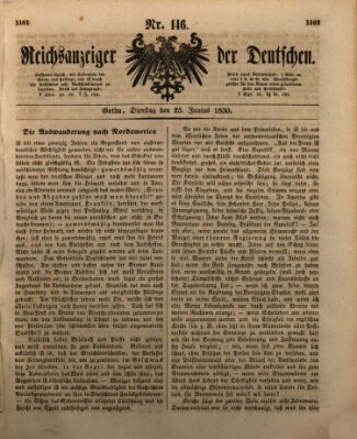 Reichsanzeiger der Deutschen (Allgemeiner Anzeiger der Deutschen) Dienstag 25. Juni 1850