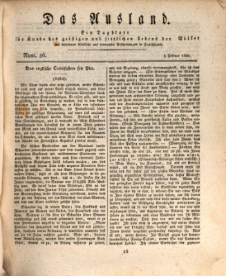 Das Ausland Dienstag 5. Februar 1828