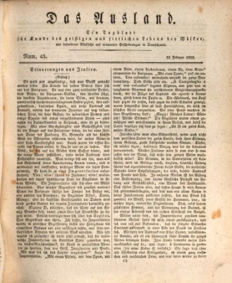 Das Ausland Dienstag 12. Februar 1828