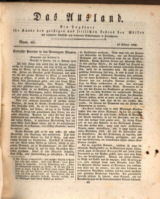 Das Ausland Freitag 15. Februar 1828