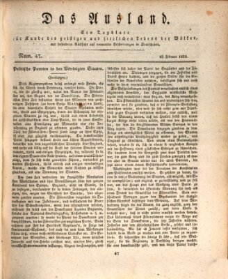 Das Ausland Samstag 16. Februar 1828