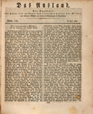 Das Ausland Sonntag 27. April 1828