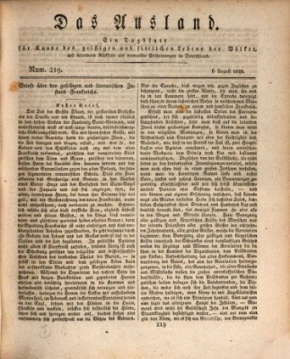 Das Ausland Mittwoch 6. August 1828