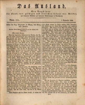 Das Ausland Sonntag 7. September 1828