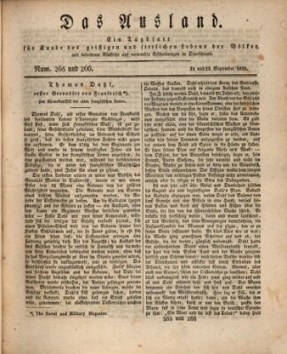 Das Ausland Sonntag 21. September 1828