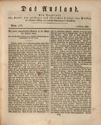 Das Ausland Donnerstag 2. Oktober 1828