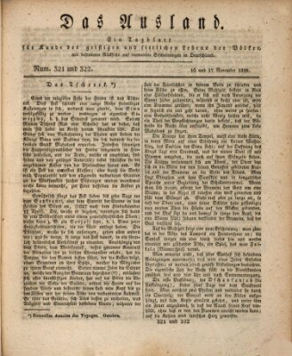 Das Ausland Sonntag 16. November 1828