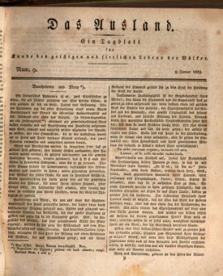 Das Ausland Freitag 9. Januar 1829