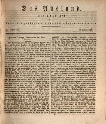 Das Ausland Donnerstag 22. Januar 1829