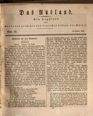 Das Ausland Freitag 23. Januar 1829