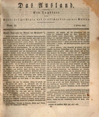 Das Ausland Sonntag 1. Februar 1829