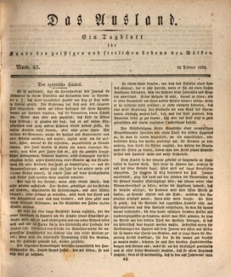 Das Ausland Donnerstag 12. Februar 1829