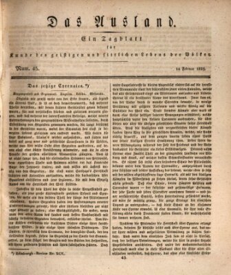 Das Ausland Samstag 14. Februar 1829