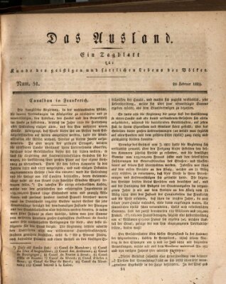 Das Ausland Freitag 20. Februar 1829