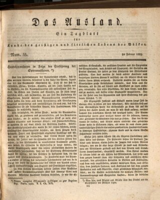 Das Ausland Dienstag 24. Februar 1829