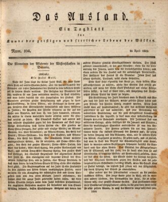 Das Ausland Dienstag 14. April 1829