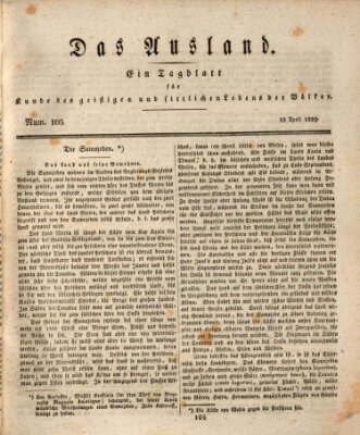 Das Ausland Mittwoch 15. April 1829