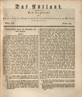 Das Ausland Samstag 25. April 1829