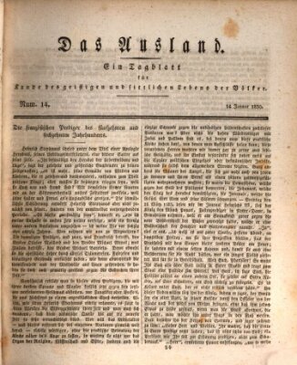 Das Ausland Donnerstag 14. Januar 1830