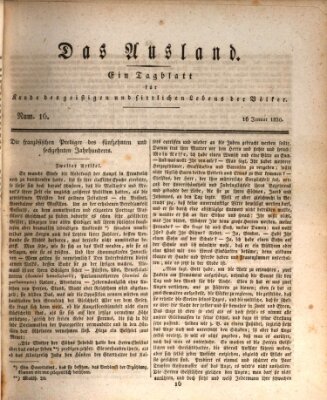 Das Ausland Samstag 16. Januar 1830