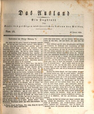 Das Ausland Dienstag 26. Januar 1830