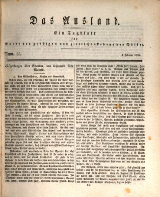 Das Ausland Donnerstag 4. Februar 1830