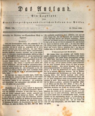 Das Ausland Dienstag 23. Februar 1830