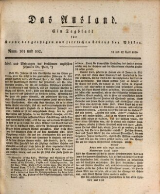 Das Ausland Sonntag 11. April 1830