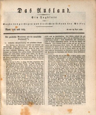 Das Ausland Sonntag 18. April 1830