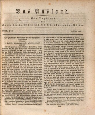 Das Ausland Donnerstag 22. April 1830