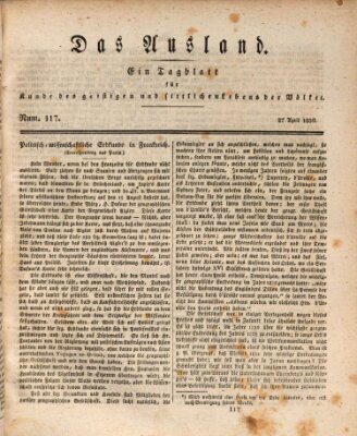 Das Ausland Dienstag 27. April 1830