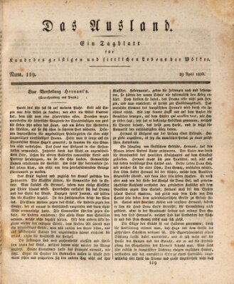 Das Ausland Donnerstag 29. April 1830