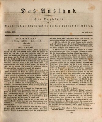 Das Ausland Samstag 31. Juli 1830