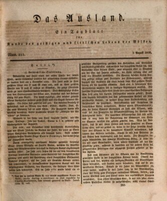 Das Ausland Dienstag 3. August 1830