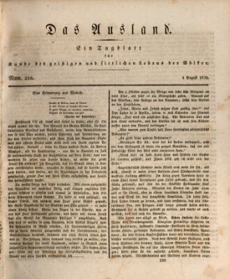 Das Ausland Mittwoch 4. August 1830