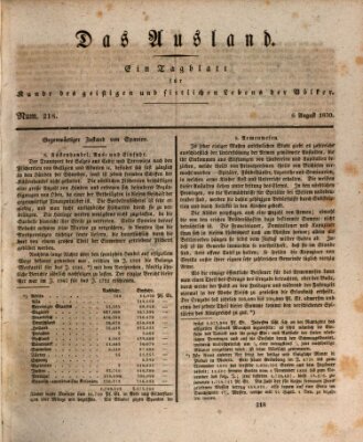 Das Ausland Freitag 6. August 1830