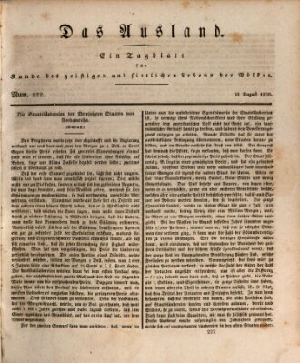 Das Ausland Dienstag 10. August 1830