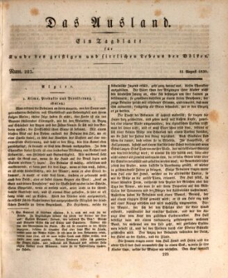 Das Ausland Mittwoch 11. August 1830