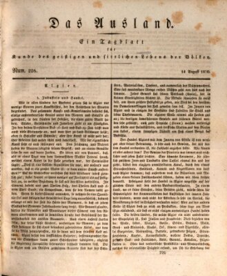 Das Ausland Samstag 14. August 1830