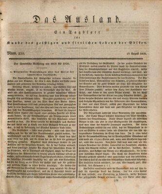 Das Ausland Donnerstag 19. August 1830