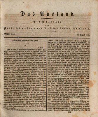 Das Ausland Sonntag 22. August 1830