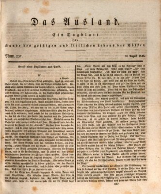 Das Ausland Mittwoch 25. August 1830