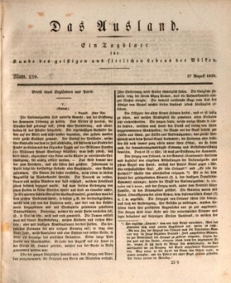 Das Ausland Freitag 27. August 1830