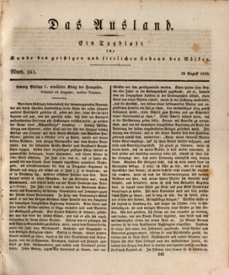 Das Ausland Sonntag 29. August 1830