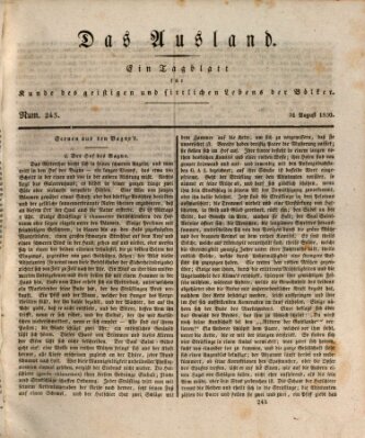 Das Ausland Dienstag 31. August 1830